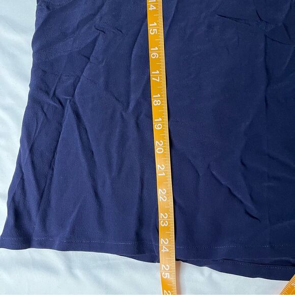 NWT Chaser Size M Navy Blue Silk Basics Vent Back Flounce Tank Lightweight Sheer - Picture 5 of 9